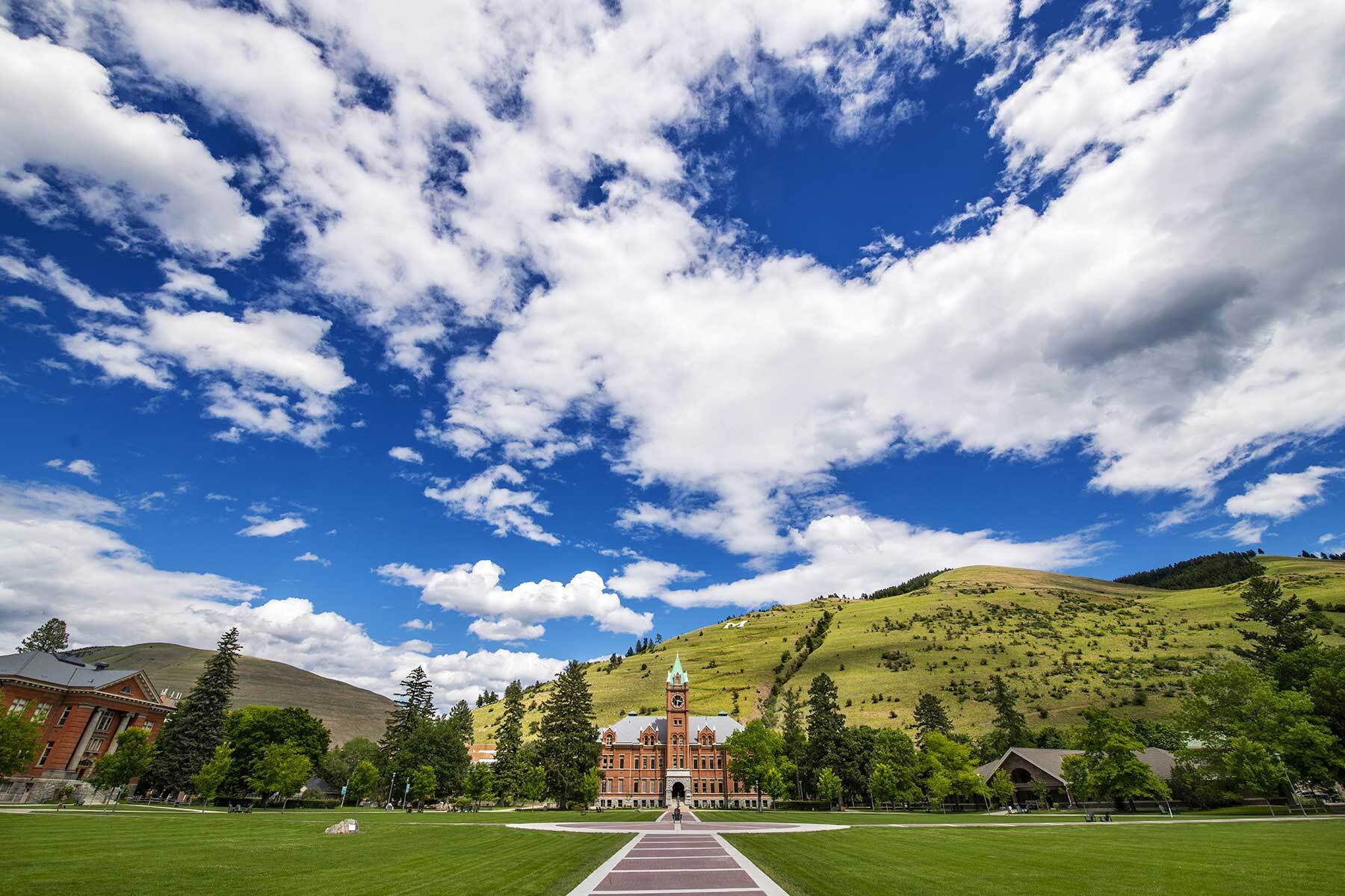 Looking east a Main Hall and Mount Sentinel on the UM campus